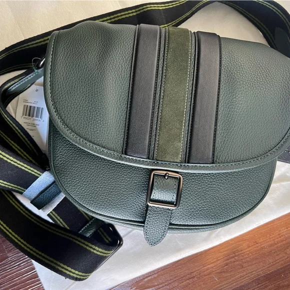 Coach Hitch Crossbody With Varsity Stripe Green - Picture 6 of 11